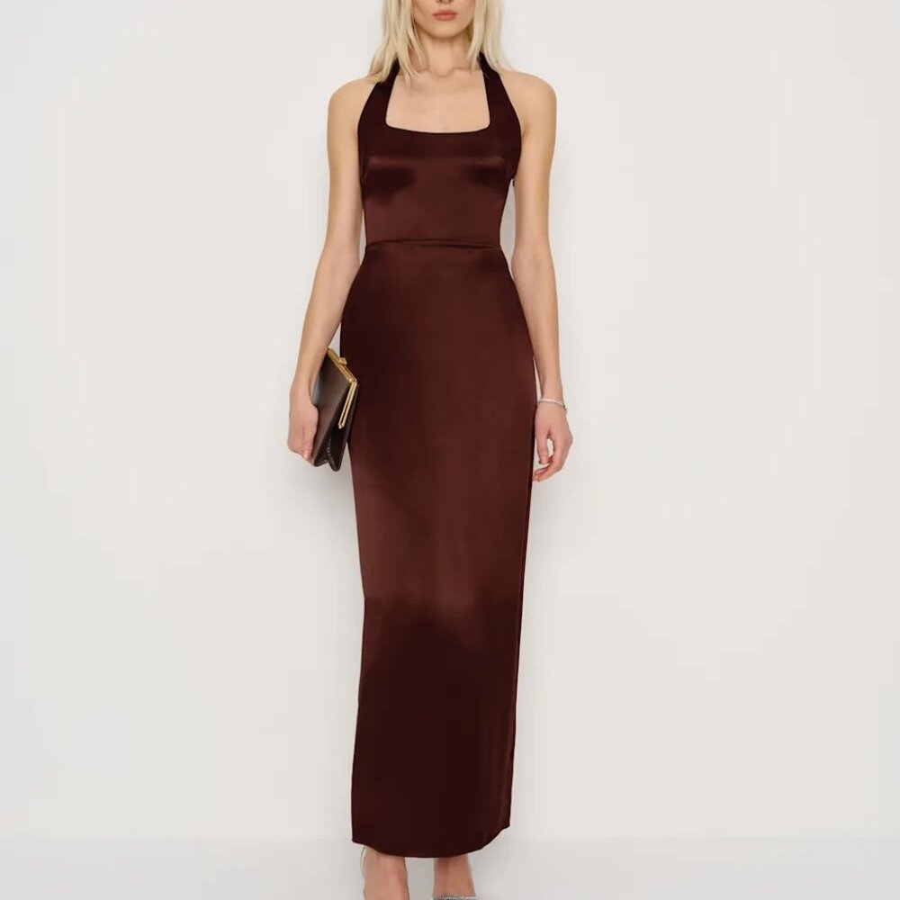 NWT Reformation Ivan Silk Dress Brown - Size 4